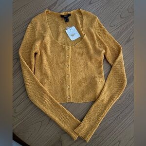 Forever 21 Mustard Button-Up Cardigan